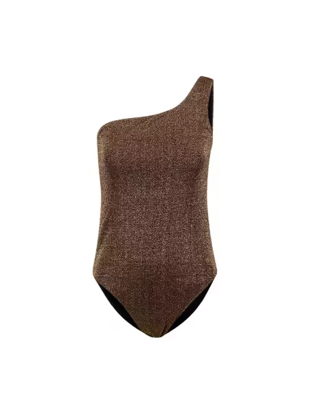 Lniany strój kąpielowy Balenciaga na jednym ramieniu żółty