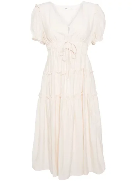 Rochie midi B+ab plisată până la genunchi de costum alb