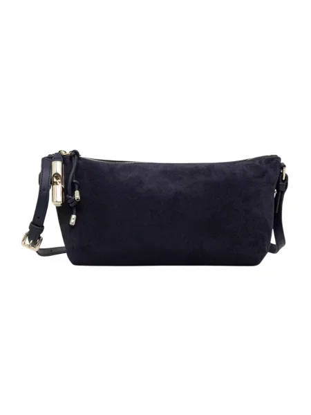 Furla torebka crossbody zamszowa granatowa