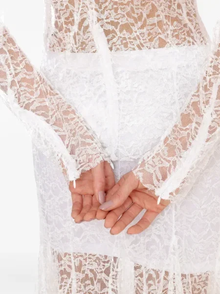 Top Amir Slama din dantelă alb