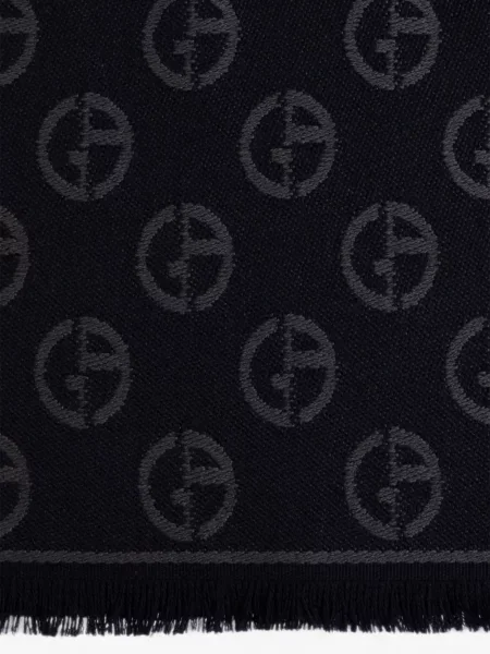 Fular Giorgio Armani cu franjuri albastru