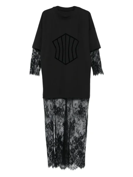 Rochie maxi Hamza din dantelă de costum negru