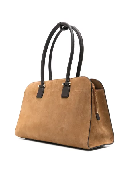 Geantă shopper Strathberry din piele de căprioară maro