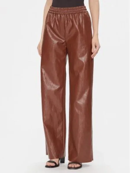 Max Mara Leisure Pantaloni din imitație de piele Brezza Wide Leg maro