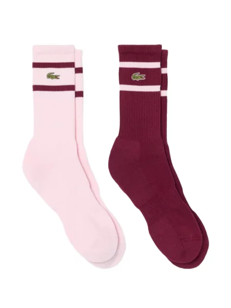 Șosete Lacoste cu broderie cu dungi roz