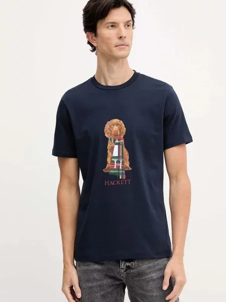 Majica Hackett London tamno s tiskom plava
