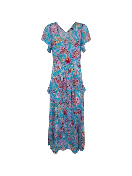 Rochie Rixo cu model floral cu imagine albastru