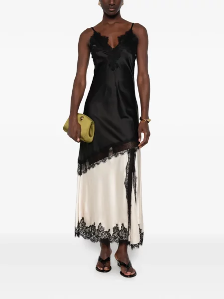 Rochie maxi Paper Lace din dantelă negru