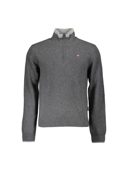 Dzianinowy sweter Napapijri z długim rękawem szary