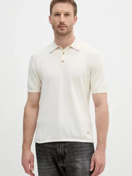 Polo majica United Colors of Benetton bez uzorka bež