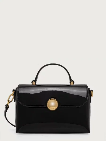 Furla listová kabelka dámska kožená Moonlight Mini Top Handle čierna