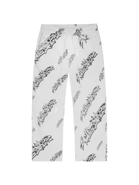 Pantaloni Hellstar cu imagine alergare alb