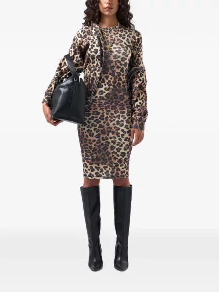 Hanorac cu glugă Gcds cu imagine cu model leopard maro