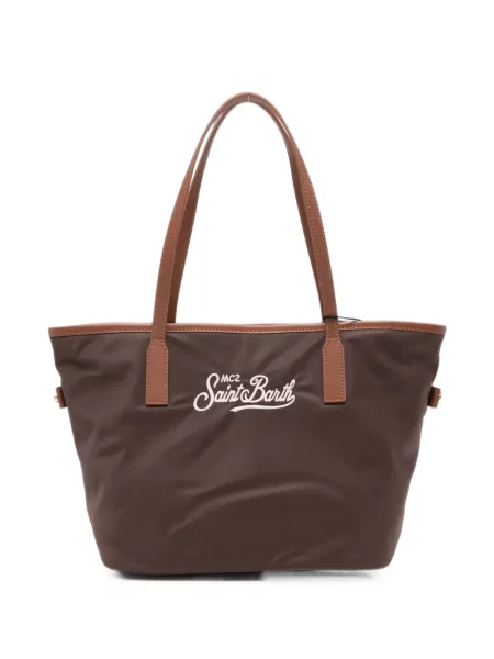Geantă shopper Mc2 Saint Barth cu autograf maro