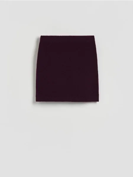 Reserved Spódnica mini z domieszką wełny mahoniowy