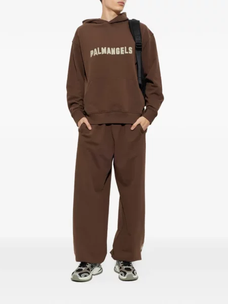 Pantaloni Palm Angels cu imagine alergare maro