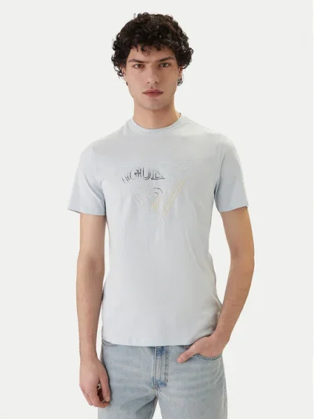 Guess Tricou celest albastru