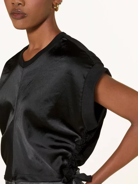 Allsaints T-Shirt Mira Z Mieszanki Materiałów schwarz czarna
