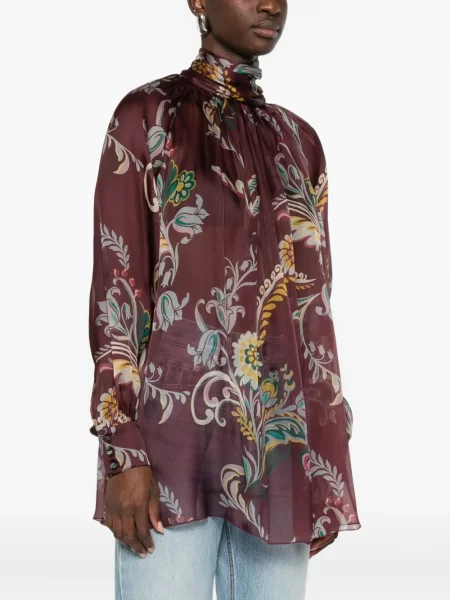 Bluză Etro de mătase cu imagine cu model paisley roșu