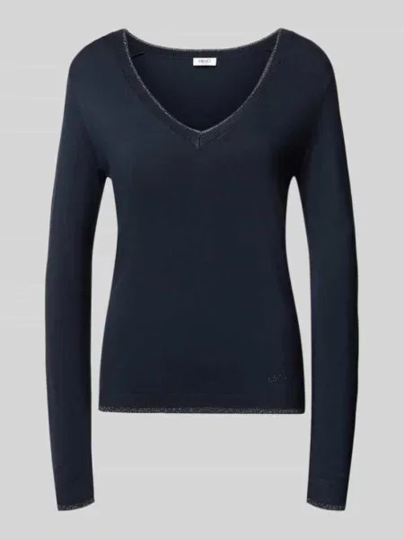 Bluzka z długim rękawem o kroju slim fit z czystej model Maglia Chiusa' Liu Jo White granatowa