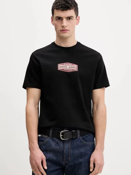 Tričko Guess Jeans s potiskem černá