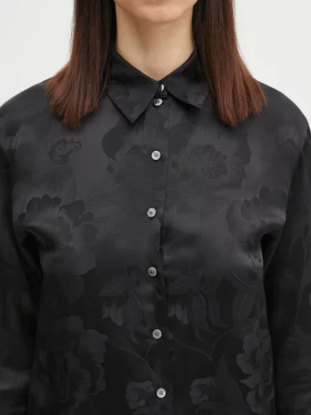 Шовкова сорочка Kenzo regular класичний комір чорний