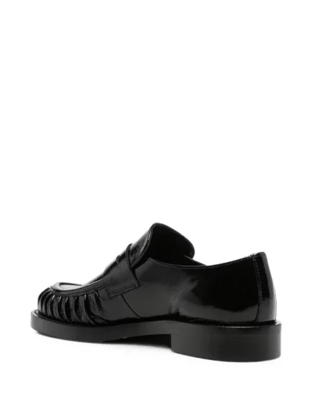 Δερμάτινα loafers Guglielmo Rotta με βολάν μαύρο