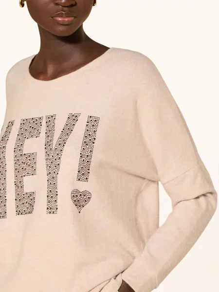 Miss Goodlife Oversized Svetr S Ozdobnými Kamínky béžová