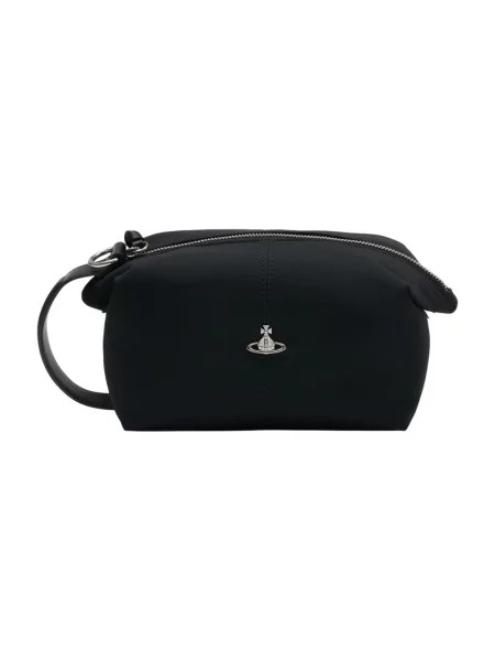 Kosmetyczka Vivienne Westwood z logo skórzana czarna