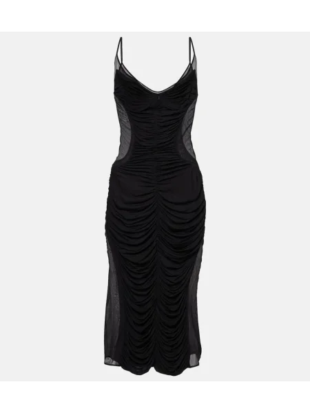 Rochie midi Mugler plasă până la genunchi de costum negru