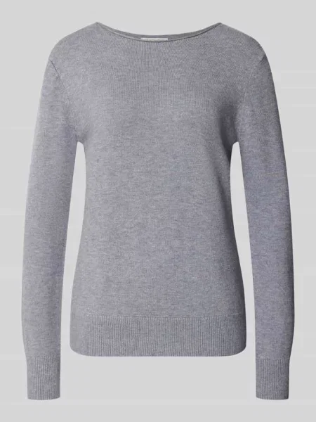 Sweter z dzianiny o kroju regular fit z mieszanki z dekoltem w łódkę Christian Berg Woman