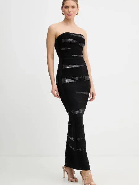 Herve Leger rochie Chiara maxi mulata negru