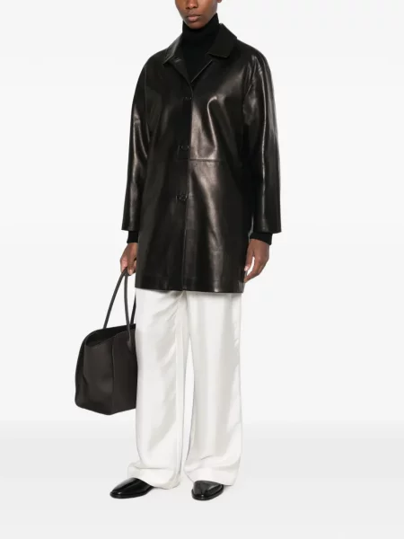 Palton The Row din piele negru