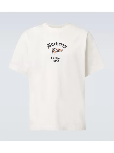 Tricou Burberry cu broderie din jerseu alb