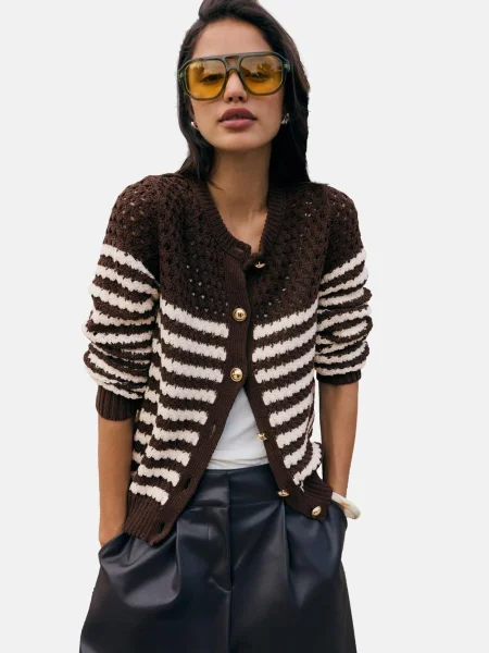 Friends Like These Geacă tricotată maro închis alb