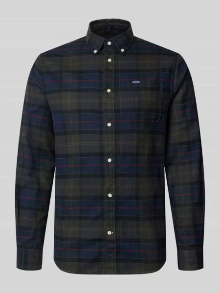 Koszula casualowa o kroju tailored z brustaszą Barbour oliwkowa