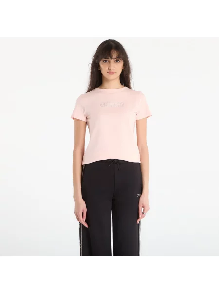 Tričko GUESS Briana Ss T-Shirt Good Vibes M pink