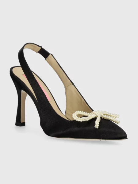 Атласные туфли Custommade с жемчугом черные