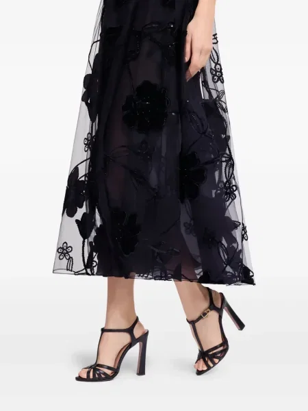Αμάνικη φλοράλ κοστούμι μάξι φόρεμα Elie Saab μαύρο