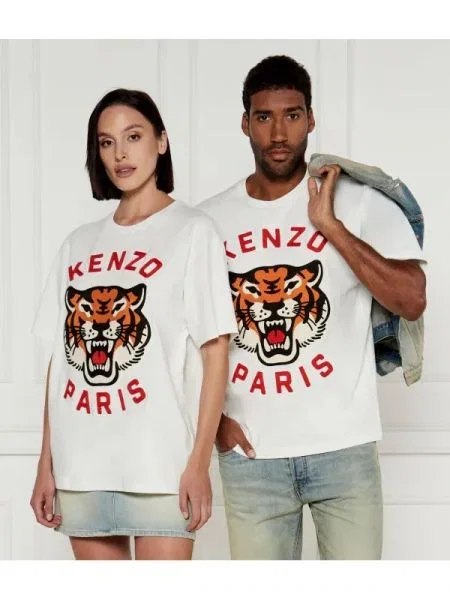 Kenzo Tricou LUCKY TIGER | Oversize fit alb