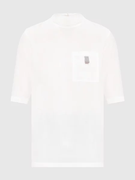 Блуза з шовку з еколатунню Brunello Cucinelli біла