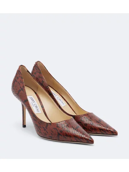 Pantofi cu toc Jimmy Choo din piele cu model piele de șarpe maro