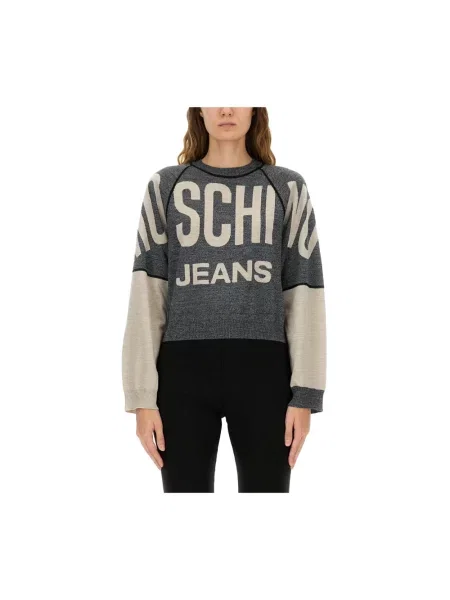Sweter Moschino wełniany szary