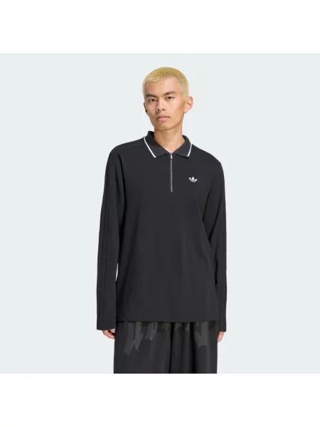 KOSZULKA POLO Z DŁUGIM RĘKAWEM 3 STRIPES ENGINEERED RIB czarna