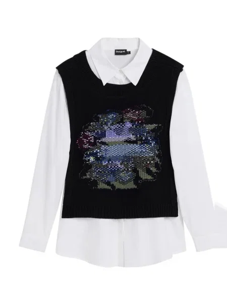 Desigual Bluză negru alb