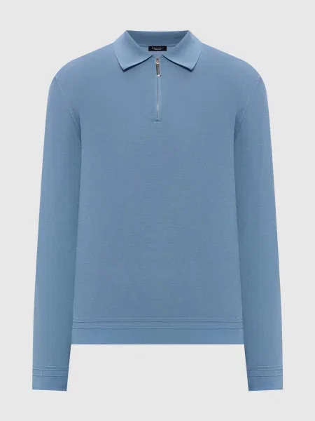 Шелковое поло Stefano Ricci голубое