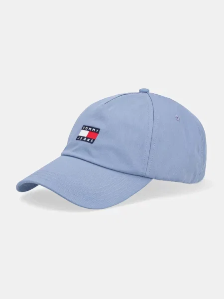 Шапка с козирка Tommy Jeans с апликация синьо