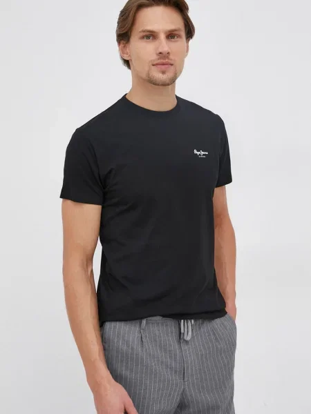 Pepe Jeans Tricou Basic bărbați negru neted alb