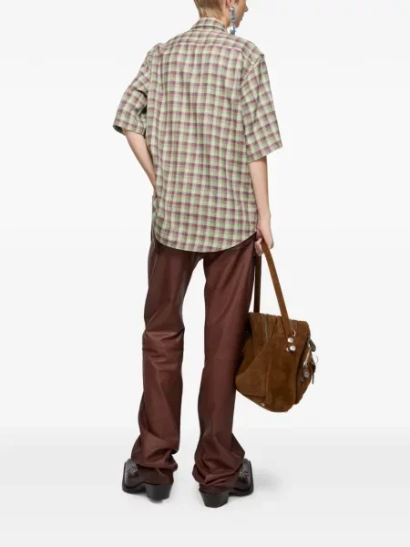 Cămașă Acne Studios în carouri verde