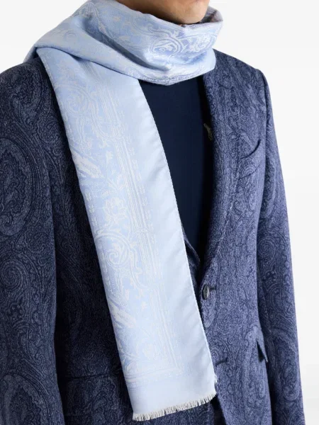 Fular Etro cu model floral din jacard albastru